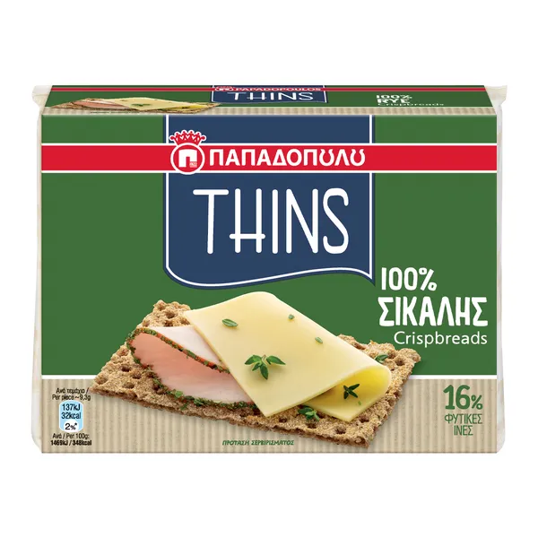 Φρυγανιές THINS ΠΑΠΑΔΟΠΟΥΛΟΥ 250gr σίκαλης ή ολικής άλεσης