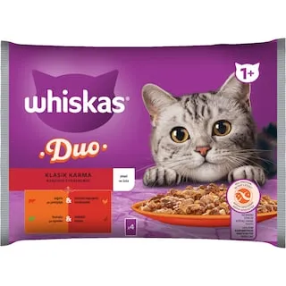 WHISKAS Γατοτροφή Duo Ποικιλία Κρεάτων σε Ζελέ 4x85g