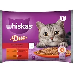 WHISKAS Γατοτροφή Duo Ποικιλία Κρεάτων σε Ζελέ 4x85g