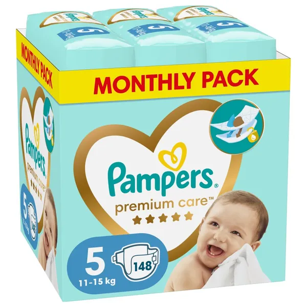PAMPERS Πάνες Μωρού Premium Care Νο5 Αποκλειστικά Online 148 Τεμάχια