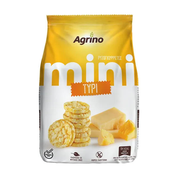 AGRINO Mini Ρυζογκοφρέτες με Τυρί Χωρίς γλουτένη 50g
