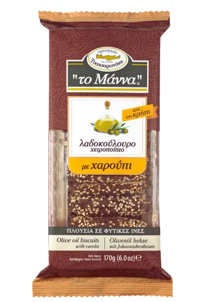 ΤΟ ΜΑΝΝΑ λαδοκούλουρο 170γρ • με χαρούπι / χωρίς ζάχαρη