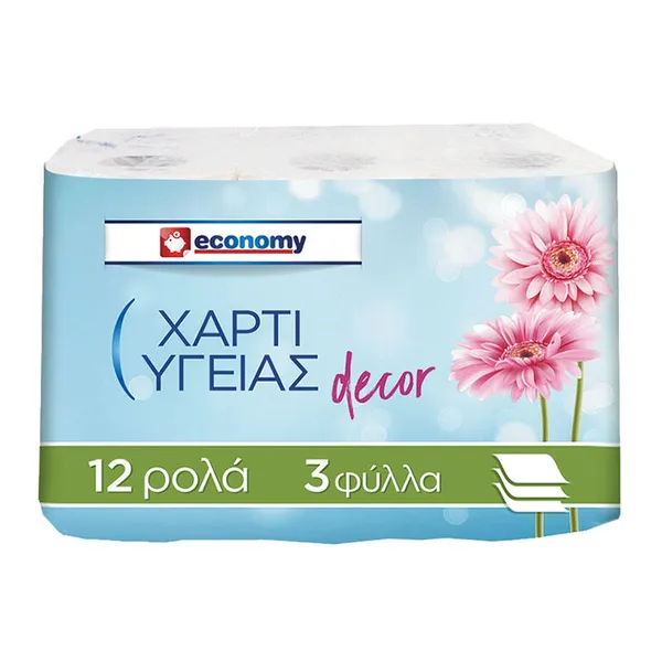 ρολά υγείας 3φυλλα decor 12τεμ. 864γρ.