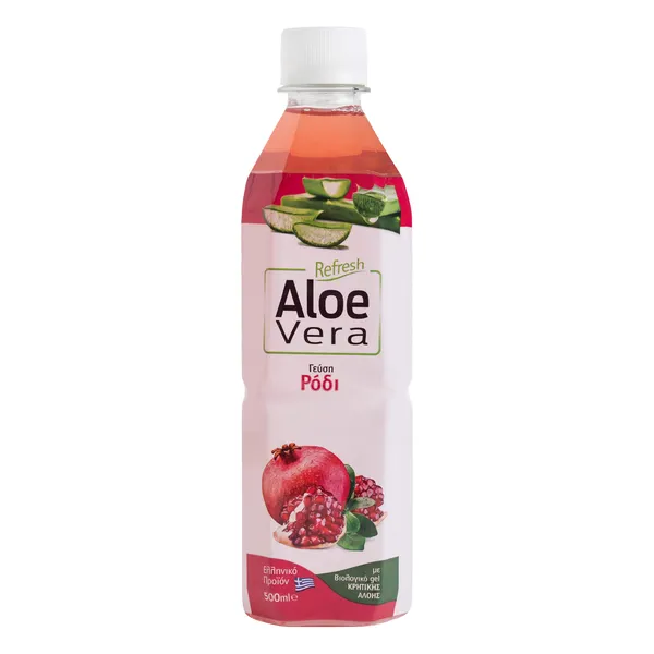 aloe vera ποτό με γεύση φυσική, ανανά, ροδάκινο, φράουλα, ρόδι ή μάνγκο 500ml