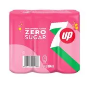7UP Zero Γκαζόζα με γεύση Pink Lemonade Χωρίς ζάχαρη 6x330ml
