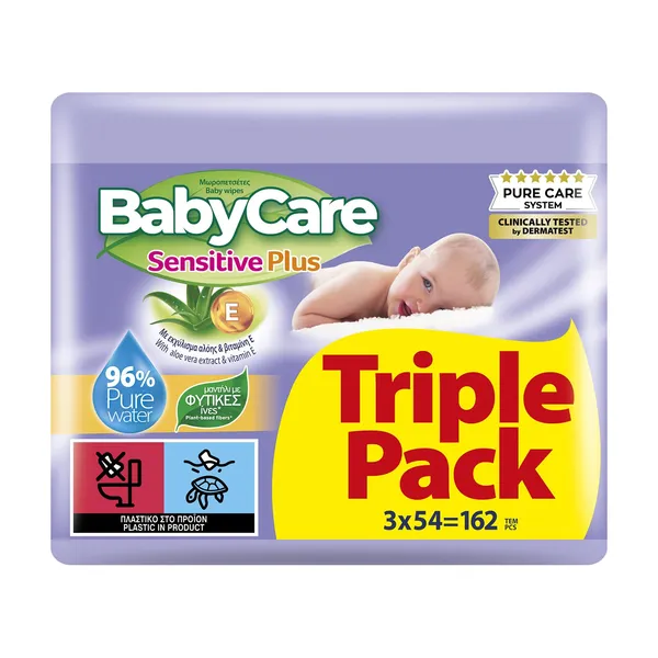 BABYCARE Sensitive Plus Μωρομάντιλα 3χ54τεμ