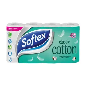 SOFTEX Classic Cotton Χαρτί Υγείας 3 Φύλλων 8τεμ 624g