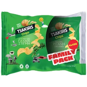 Chips TSAKIRIS ρίγανη multipack χ. γλουτένη 4Χ45γρ.
