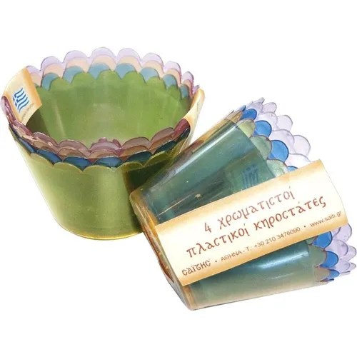 Σετ 4 χρωματιστοί πλαστικοί κηροστάτες