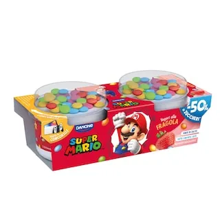 Danone Super Mario Επιδόρπιο Γιαουρτιού Φράουλα & Σοκολατένια Κουφέτα 2x110gr