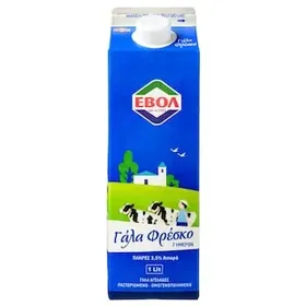 ΕΒΟΛ Φρέσκο Γάλα Πλήρες 3,5% Λιπαρά 1 lt