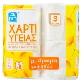 Χαρτί Υγείας Χαμομήλι 3 Φύλλα 8 Ρολά 736g