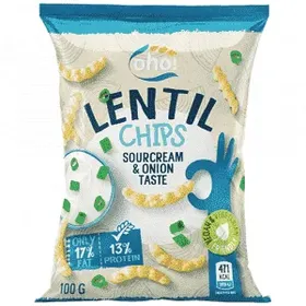 OHO chips από φακή γεύση sour cream & κρεμμύδι 100g
