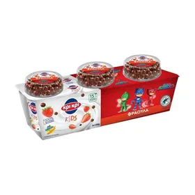 KPI Kids Pj Masks Επιδόρπιο Γιαουρτιού Φράουλα με Σοκομπιλάκια 3x150g