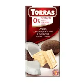 Torras Χωρίς Γλουτένη Λευκή Σοκολάτα με Καρύδα & Γλυκαντικά 75γρ