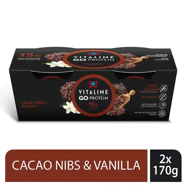 Επιδόρπιο γιαουρτιού VITALINE go protein βανίλια-κακάο 2Χ170γρ.