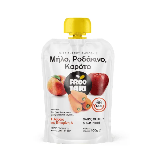 smoothie 100γρ • μήλο - ροδάκινο - καρότο / μήλο - μπανάνα - ροδάκινο