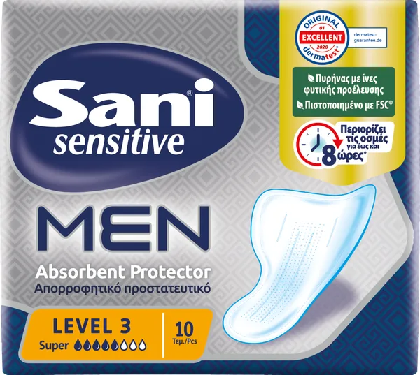 Επιθέματα ακράτειας Sani Sensitive Men Level 3 (10 τεμ)