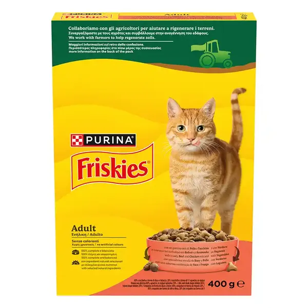 Purina Friskies Ξηρά Γατοτροφή Βοδινό Κοτόπουλο & Συκώτι 400γρ.