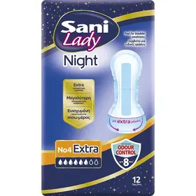 Sani Lady Night Σερβιέτες Ακράτειας Extra Large No4 12τεμ.