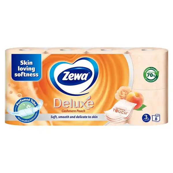 Zewa Deluxe Χαρτί Υγείας Peach 3Φύλλων 8τεμ. 704γρ.
