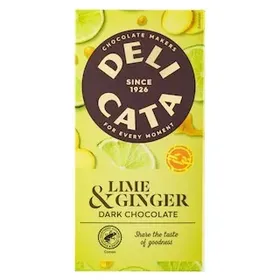 DELICATA Μαύρη Σοκολάτα Lime και Ginger 90g
