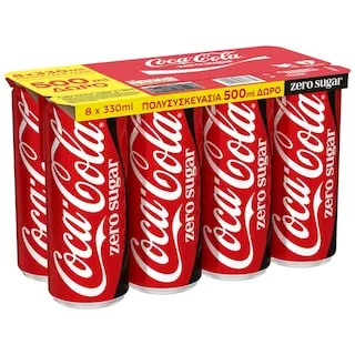 COCA COLA Αναψυκτικό Cola Zero Κουτί 8x330ml 500ml Δώρο