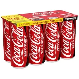 COCA COLA Αναψυκτικό Cola Zero Κουτί 8x330ml 500ml Δώρο