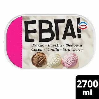ΕΒΓΑ Παγωτό Κακάο Βανίλια Φράουλα 1.35kg