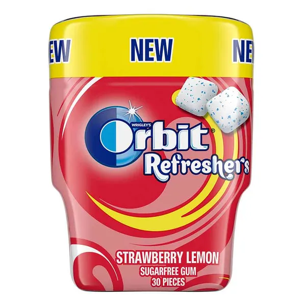 ORBIT REFRESHERS Τσίχλες Stawberry Lemon Μπουκάλι 30τεμ. 67g.