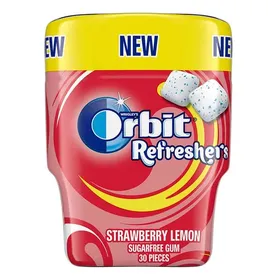 ORBIT REFRESHERS Τσίχλες Stawberry Lemon Μπουκάλι 30τεμ. 67g.
