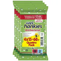Wet Hankies Υγρά Μαντηλάκια Αντιβακτηριδιακά Lemon 4x15 τεμ.