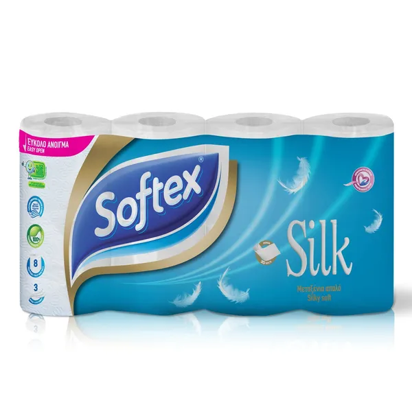 χαρτί υγείας silk 3 φύλλα 8 τεμάχια 760g