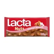 LACTA Nuts Σοκολάτα Γάλακτος με Ολόκληρο Αμύγδαλο 100g