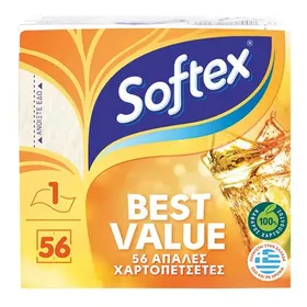 SOFTEX Χαρτοπετσέτες Λευκές 56τεμ 85,7g