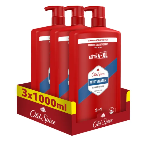 Whitewater Ανδρικό Αφρόλουτρο και Σαμπουάν 400ml, Καθαρισμός πολλαπλής χρήσης 3 σε 1 για Σώμα, Μαλλιά, Πρόσωπο