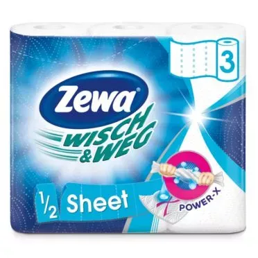 ZEWA WISCH & WEG 1/2 SHEET ΛΕΥΚΟ Ρ.ΚΟΥΖΙΝΑΣ, 16Χ3Ρ
