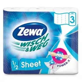 ZEWA WISCH & WEG 1/2 SHEET ΛΕΥΚΟ Ρ.ΚΟΥΖΙΝΑΣ, 16Χ3Ρ