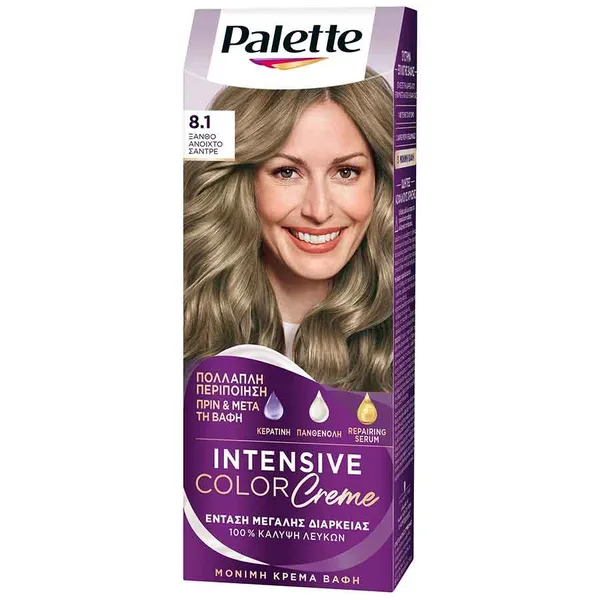 Schwarzkopf Palette Intensive Color Creme Βαφή Μαλλιών No8.1 Ξανθό Ανοιχτό Σαντρέ