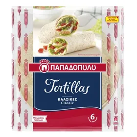 ΠΑΠΑΔΟΠΟΥΛΟΥ tortillas κλασικές 6 τεμαχίων 360γρ.