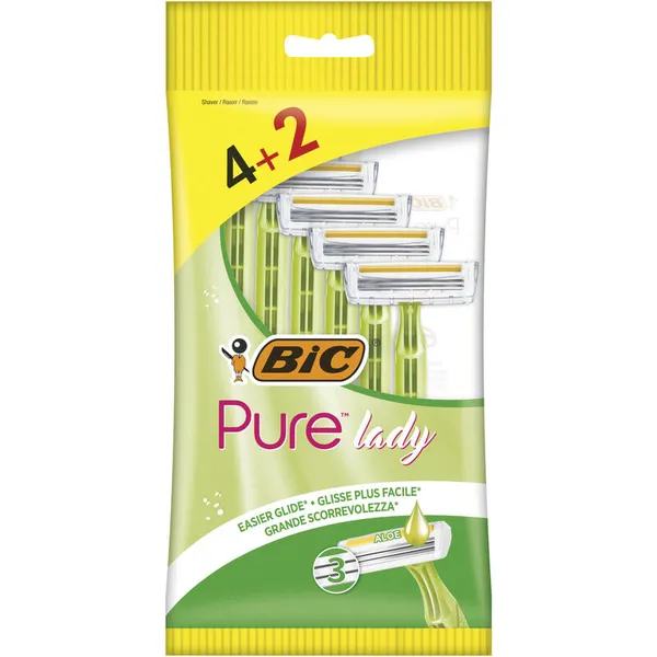 PURE LADY EASIER GLIDE Ξυραφάκια Μιας Χρήσης Αλόη 6τμχ