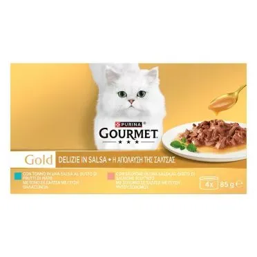 GOURMET™ Gold Η Απόλαυση της Σάλτσας με Σολομό & Τόνο 4x85g (πολυσυσκευασία)