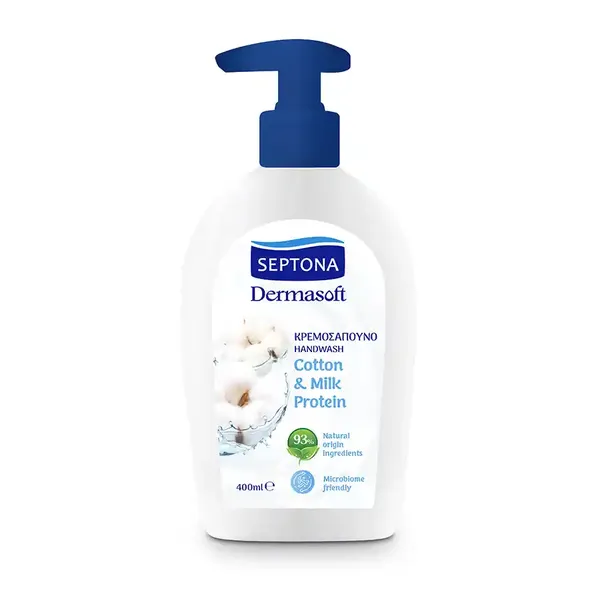 Septona Dermasoft Υγρό Σαπούνι Βαμβάκι & Πρωτεΐνη Γάλακτος 400ml.