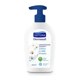 Septona Dermasoft Υγρό Σαπούνι Βαμβάκι & Πρωτεΐνη Γάλακτος 400ml.