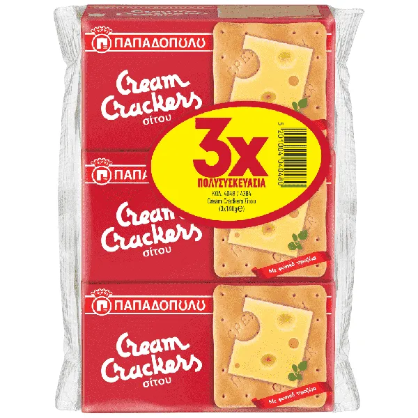 Παπαδοπούλου Cream Crackers Σίτου 3X140gr