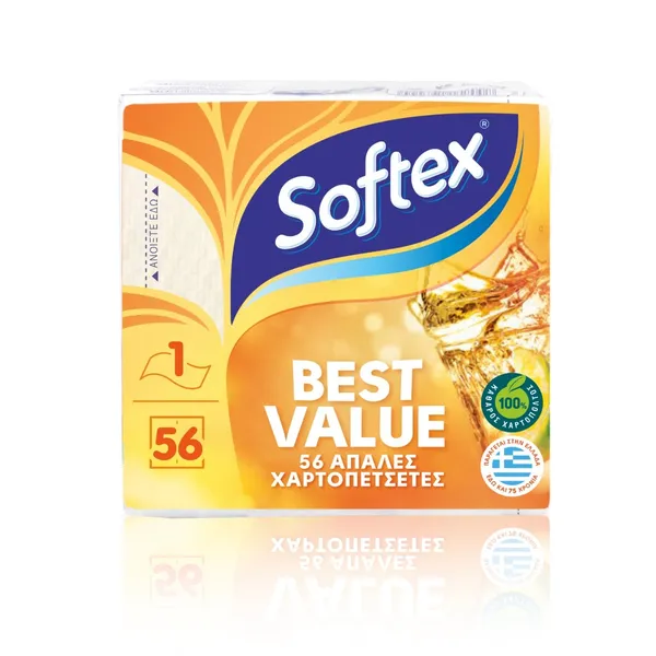Softex Χαρτοπετσέτες Λευκές 56 Φύλλων 80γρ.