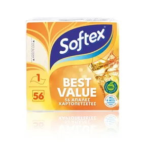 Softex Χαρτοπετσέτες Λευκές 56 Φύλλων 80γρ.
