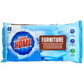 CLEAN HOME Υγρά Μαντηλάκια Καθαρισμού Επίπλων 40 Τεμάχια