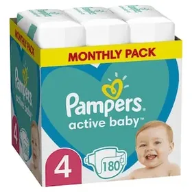 PAMPERS Πάνες Μωρού Active Baby No4 Αποκλειστικά Online 180 τεμ