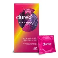 Durex Προφυλακτικά Με Κουκιδες και Ραβδώσεις Pleasuremax  Κανονική Εφαρμογή, 12 τεμάχια